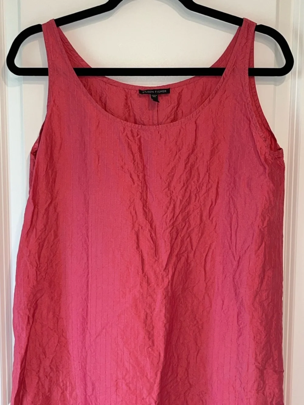 EILEEN FISHER Romantic Small Textured Silk Sleeveless Knee Length Dress